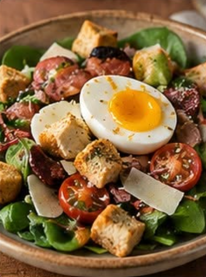 Bacon, egg and spinach salad