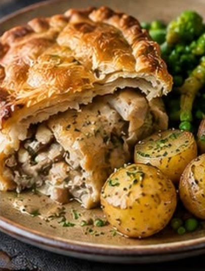 Chicken and mushroom pie